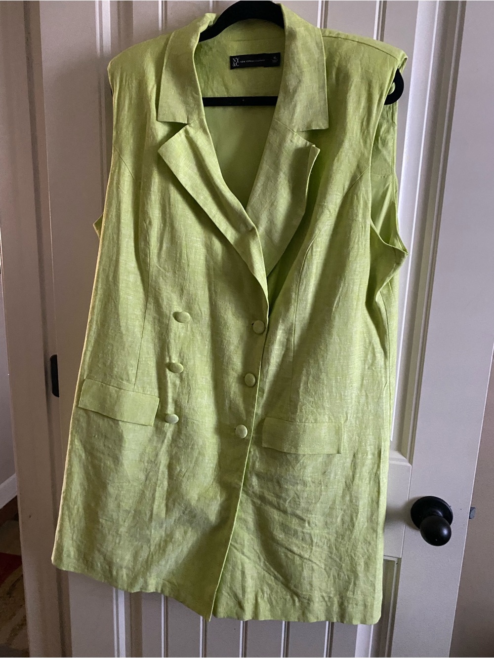 New York & Company Lime Green Sleeveless Blazer Dress